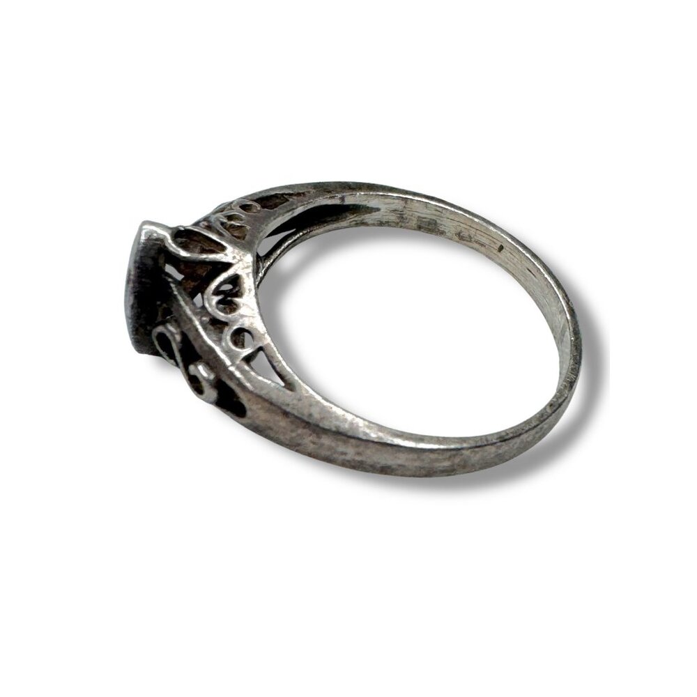 Sterling Silver Malachite Ring Size 5 - Picture 7 of 8